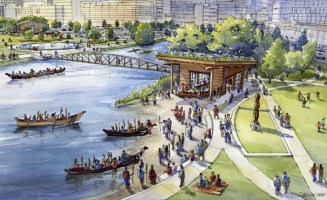 Architectural drawing of the planned Northwest Native Canoe Center